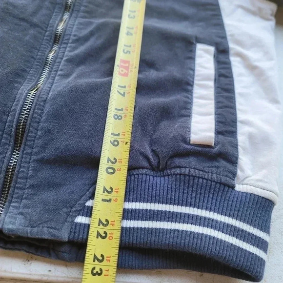 AMERICAN EAGLE Honestly Embroidered Zip Up Blue Bomber Jacket Women's Size M - Picture 3 of 12